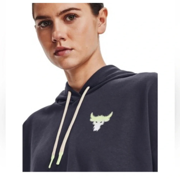 Under Armour Project Rock Rival Terry Short Sleeve Navy Fitness Hoodie Size 2X - Picture 9 of 12